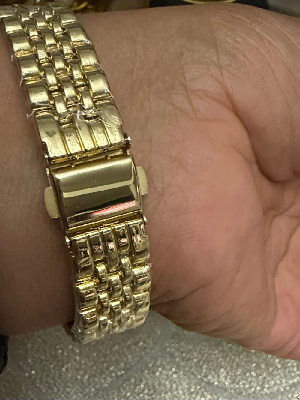 Rhinastar Gold-Tone Crystal Bezel Quartz Watch